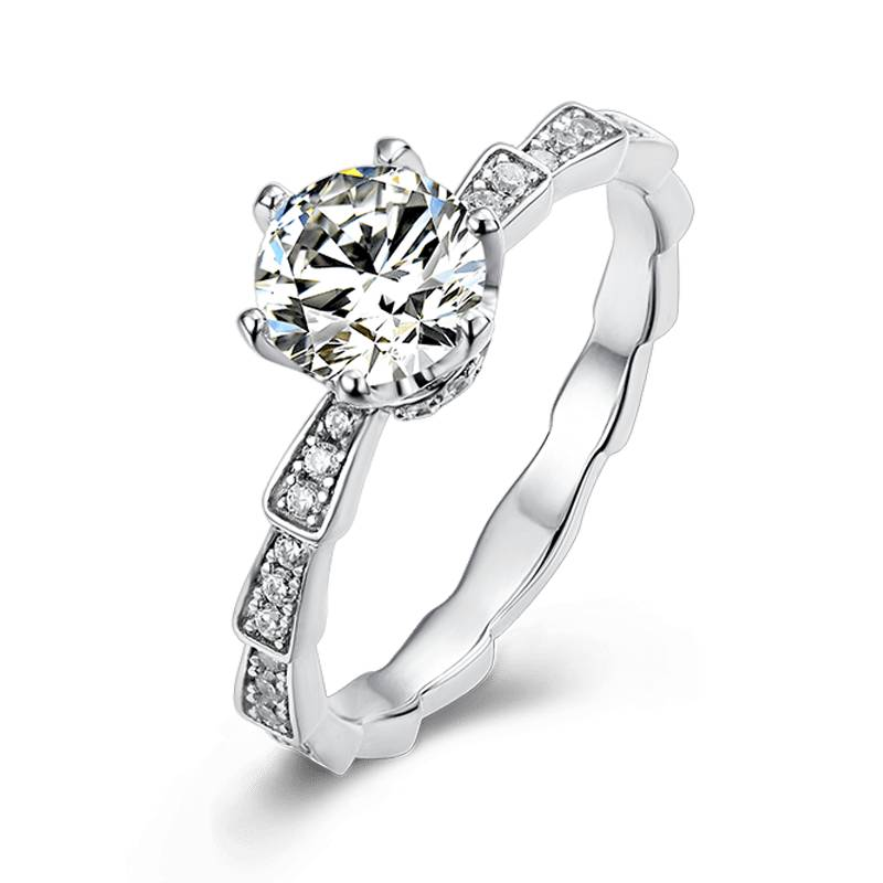 Baikalla Baikalla™ "Elaine" Sterling Silver Moissanite 6 Prong Promise Ring