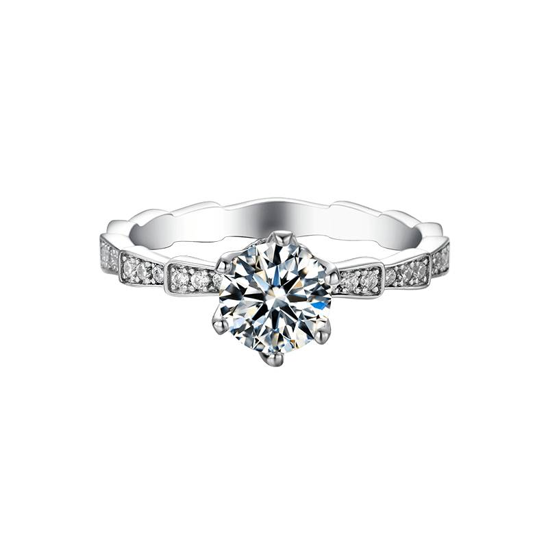 Baikalla 5 Baikalla™ &quot;Elaine&quot; Sterling Silver Moissanite 6 Prong Promise Ring