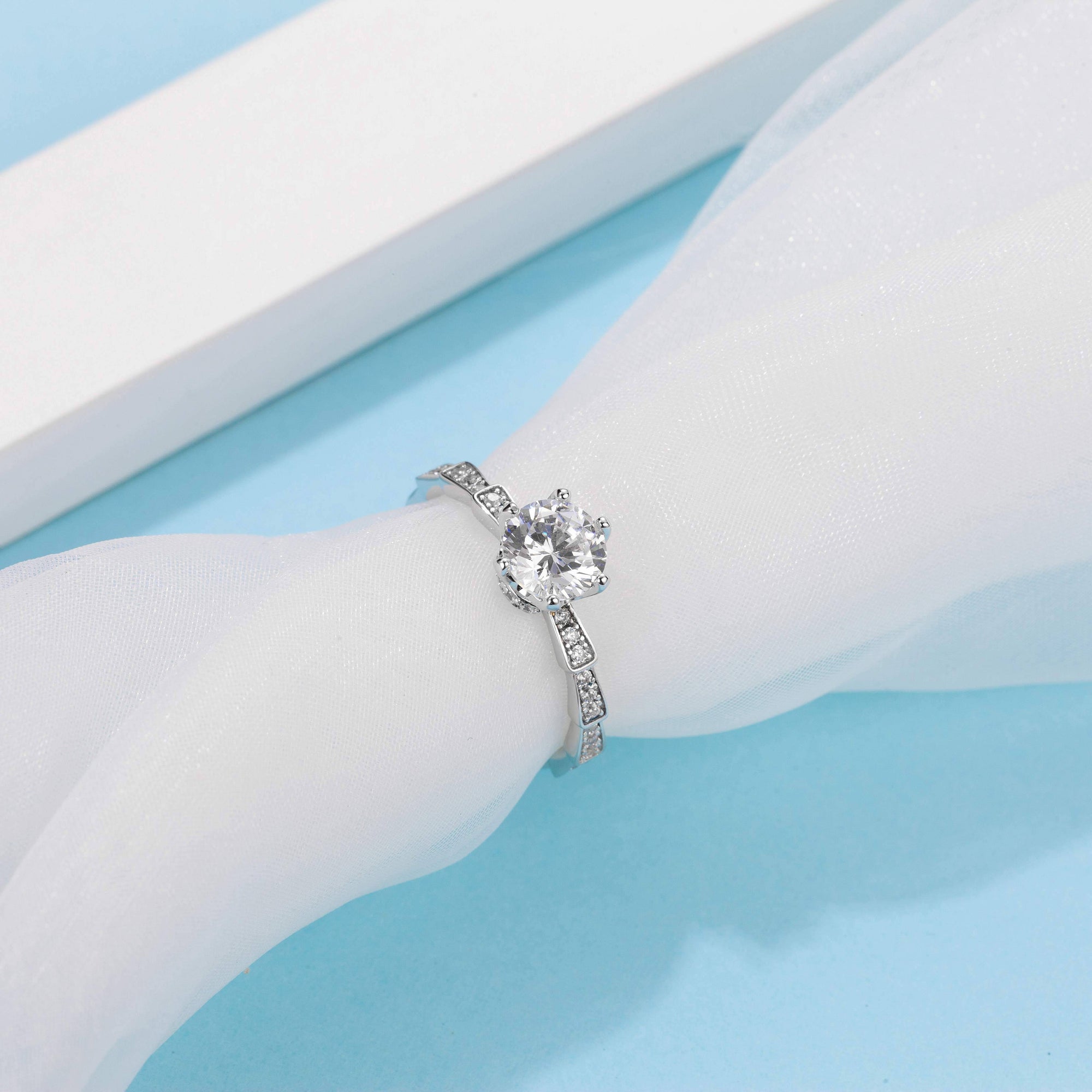 Baikalla Baikalla™ &quot;Elaine&quot; Sterling Silver Moissanite 6 Prong Promise Ring