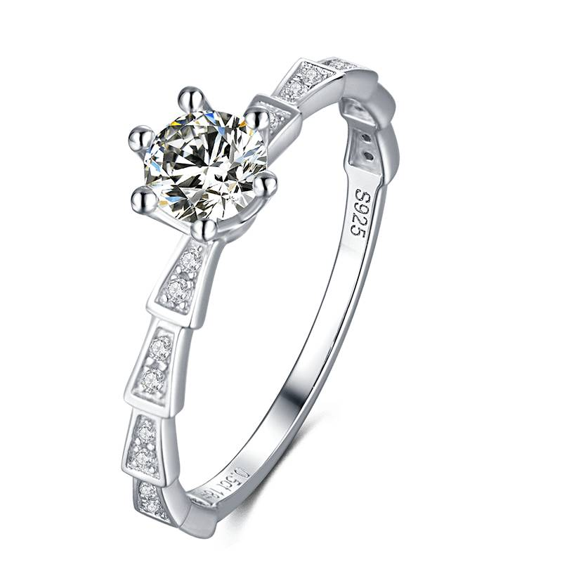 Baikalla 4 Baikalla™ &quot;Stella&quot; Sterling Silver Moissanite 6 Prong Promise Ring