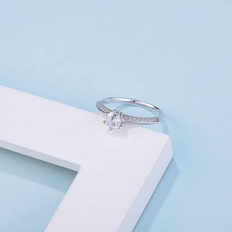 Baikalla Baikalla™ &quot;Annie&quot; Sterling Silver Moissanite 6 Prong Promise Ring