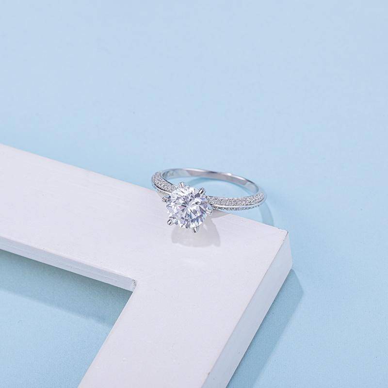 Baikalla Sterling Silver Moissanite Ring Baikalla™ &quot;Mila&quot; Sterling Silver Moissanite Luxury 1.5 CT 6 Prong Promise Ring