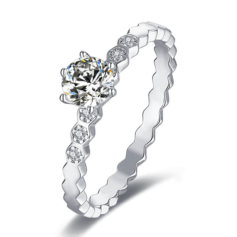 Baikalla 4 Baikalla™ &quot;Emilia&quot; Sterling Silver Moissanite 6 Prong Promise Ring