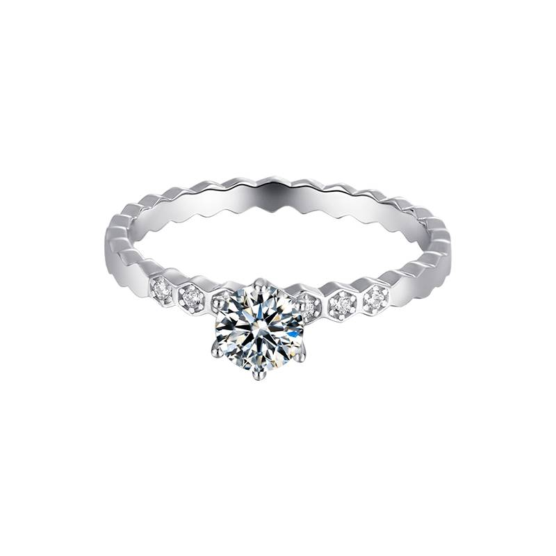 Baikalla Baikalla™ &quot;Emilia&quot; Sterling Silver Moissanite 6 Prong Promise Ring