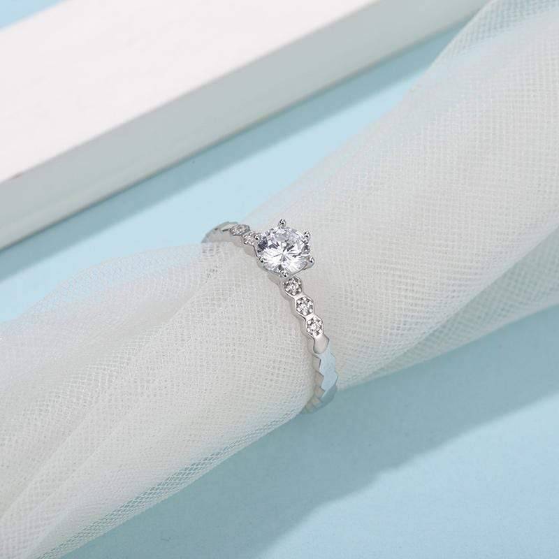 Baikalla Baikalla™ &quot;Emilia&quot; Sterling Silver Moissanite 6 Prong Promise Ring