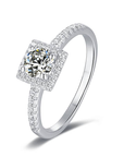 Baikalla 4 Baikalla™ "Annalise" Sterling Silver Moissanite 4 Prong Square Halo Promise Ring