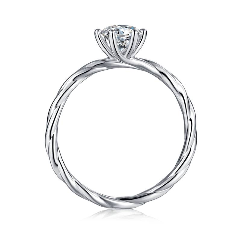 Baikalla Baikalla™ &quot;Galena&quot; Sterling Silver Moissanite 6 Prong Solitaire Rope Promise Ring