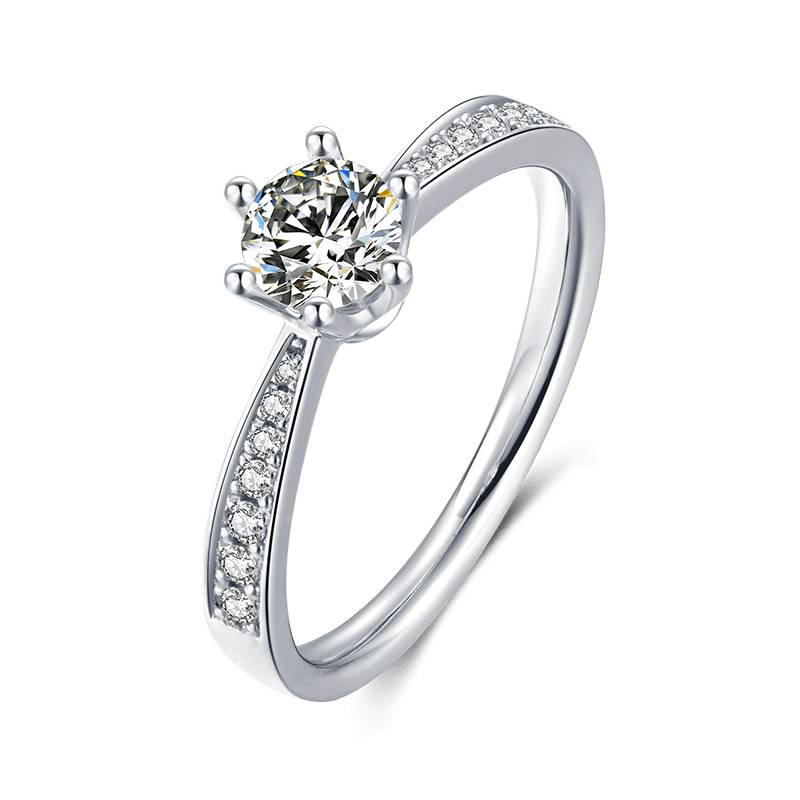 Baikalla 4 Baikalla™ &quot;Aurora&quot; Sterling Silver Moissanite 6 Prong Promise Ring