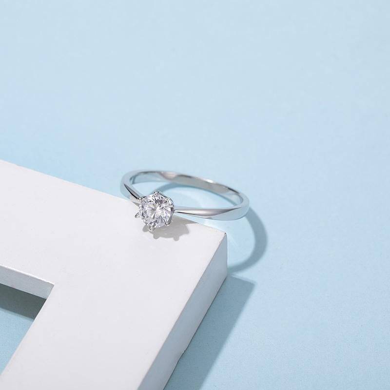 Baikalla Baikalla™ "Aurora" Sterling Silver Moissanite 6 Prong Promise Ring