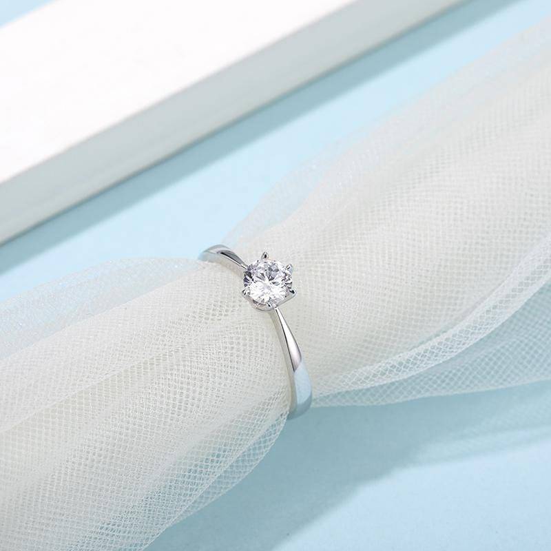 Baikalla Baikalla™ "Aurora" Sterling Silver Moissanite 6 Prong Promise Ring