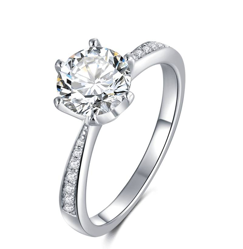 Baikalla 4 Baikalla™ &quot;Emma&quot; Sterling Silver Moissanite Luxury 1.5 CT 6 Prong Promise Ring