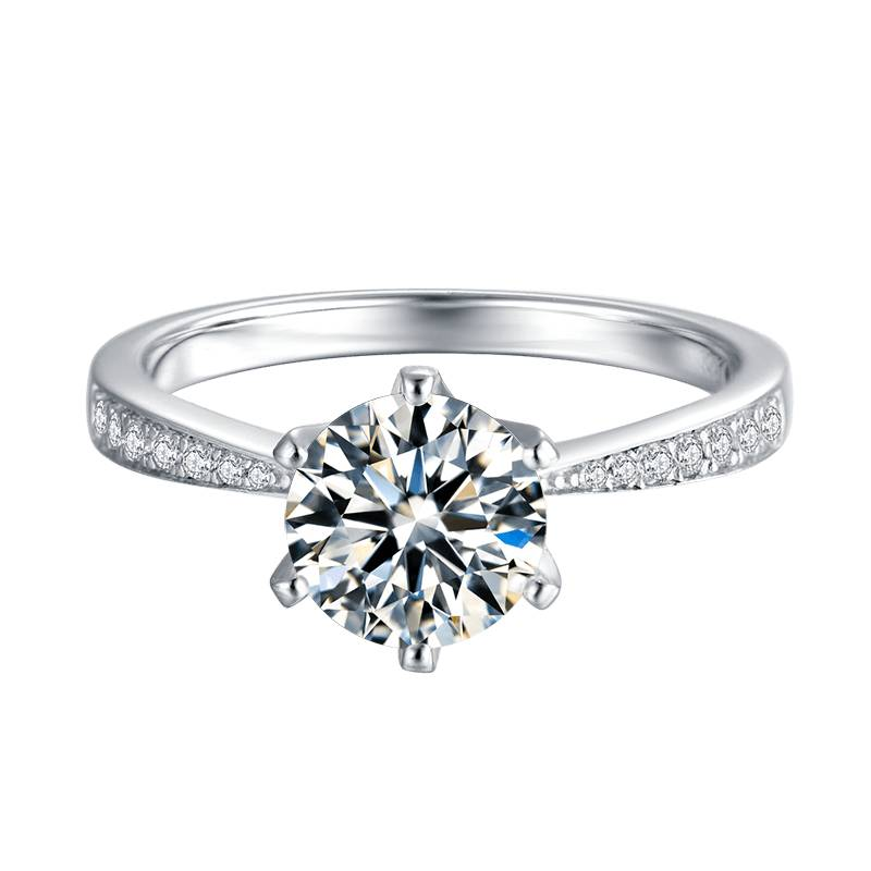 Baikalla 5 Baikalla™ &quot;Ava&quot; Sterling Silver Moissanite Luxury 2 CT 6 Prong Promise Ring