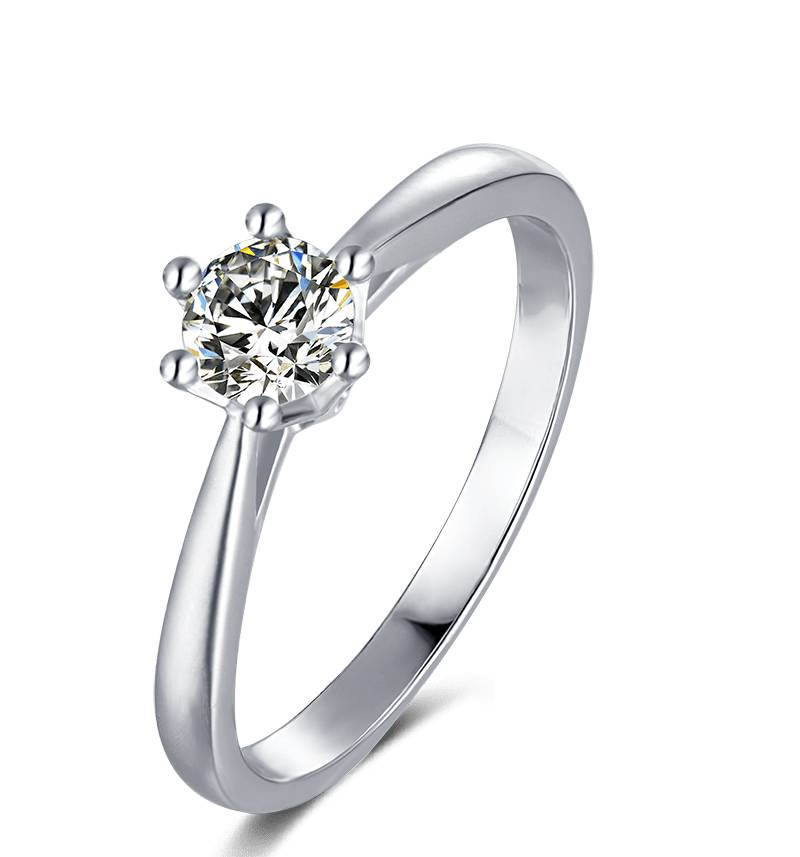 Baikalla 4 Baikalla™ &quot;Madeline&quot; Sterling Silver Moissanite 6 Prong Promise Ring