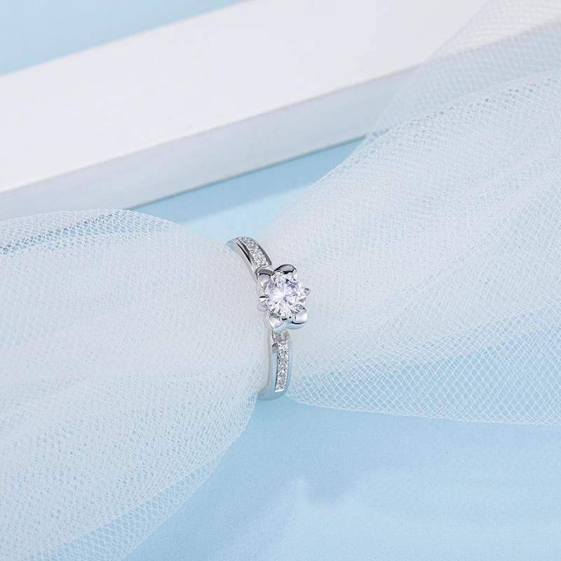 Baikalla Baikalla™ &quot;Monique&quot; Sterling Silver Moissanite 4 Prong Promise Ring