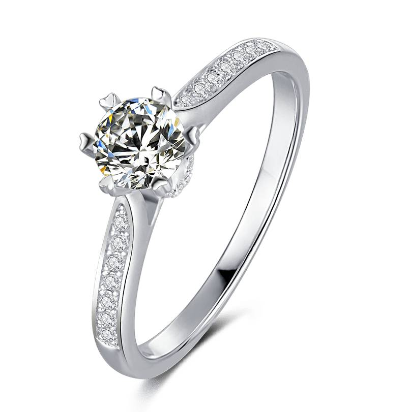 Baikalla 4 Baikalla™ "Galena" Sterling Silver Moissanite 6 Prong Promise Ring