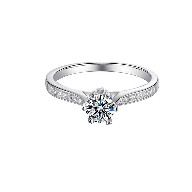 Baikalla Baikalla™ "Galena" Sterling Silver Moissanite 6 Prong Promise Ring