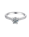 Baikalla Baikalla™ "Galena" Sterling Silver Moissanite 6 Prong Promise Ring