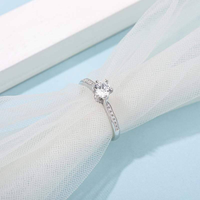 Baikalla Baikalla™ "Galena" Sterling Silver Moissanite 6 Prong Promise Ring