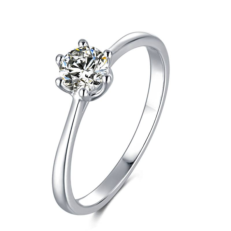 Baikalla 4 Baikalla™ &quot;Zoey&quot; Sterling Silver Moissanite 6 Prong Promise Ring