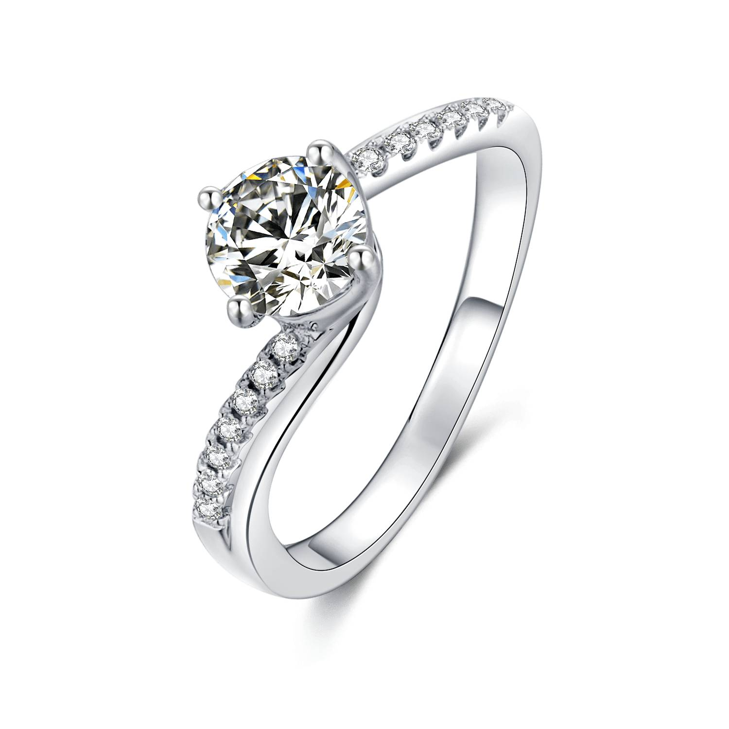 Baikalla Baikalla™ "Annie" Sterling Silver Moissanite 6 Prong Promise Ring