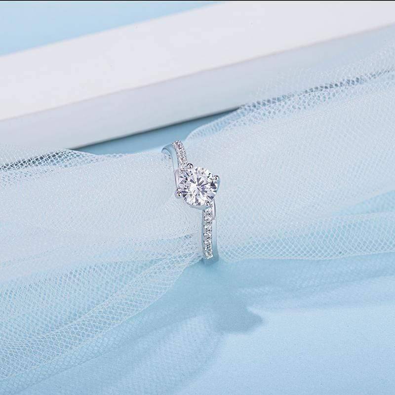 Baikalla Baikalla™ "Annie" Sterling Silver Moissanite 6 Prong Promise Ring