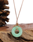 Baikalla Jewelry 18k Gold Jadeite Necklace 18k Rose Gold Genuine Burmese Jadeite Lucky Pendant Necklace With AA Ruby