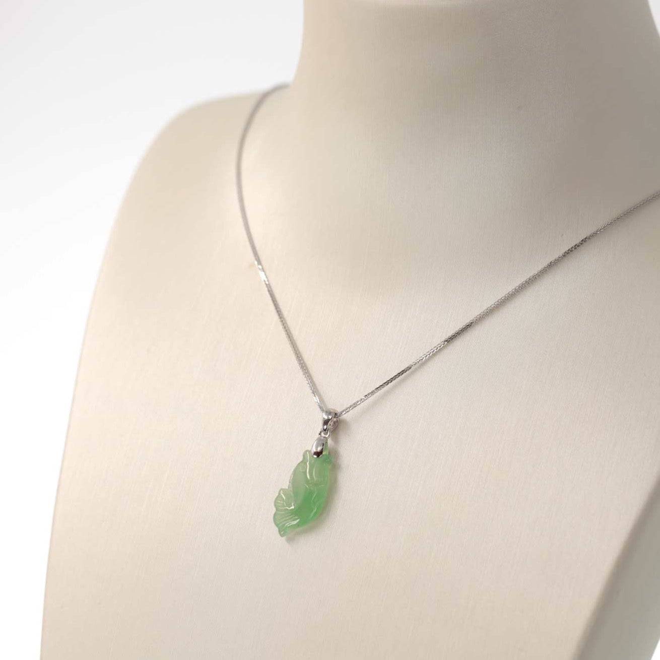 Baikalla Jewelry Jade Pendant Necklace Baikalla "Prosperity Every Year (年年有鱼)" Lucky Fish Carving Pendant Necklace Natural Jadeite Jade JG165