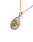 Baikalla Jewelry Gold Jadeite Necklace 18k Rose Gold Jadeite Jade Diamond Pendant Necklace