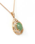 Baikalla Jewelry Gold Jadeite Necklace 18k Rose Gold Jadeite Jade Diamond Pendant Necklace