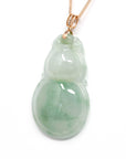 Baikalla Jewelry Jade Pendant Without Gold Chain Baikalla™ "Lucky Bottle Gourd" Genuine Green Jadeite Bottle Gourd Pendant Necklace With 18k Rose Gold Diamond Bail