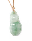 Baikalla Jewelry Jade Pendant Baikalla™ "Lucky Bottle Gourd" Genuine Green Jadeite Bottle Gourd Pendant Necklace With 18k Rose Gold Diamond Bail