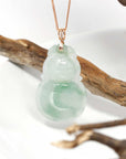 Baikalla Jewelry Jade Pendant Baikalla™ "Lucky Bottle Gourd" Genuine Green Jadeite Bottle Gourd Pendant Necklace With 18k Rose Gold Diamond Bail