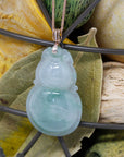 Baikalla Jewelry Jade Pendant Baikalla™ "Lucky Bottle Gourd" Genuine Green Jadeite Bottle Gourd Pendant Necklace With 18k Rose Gold Diamond Bail