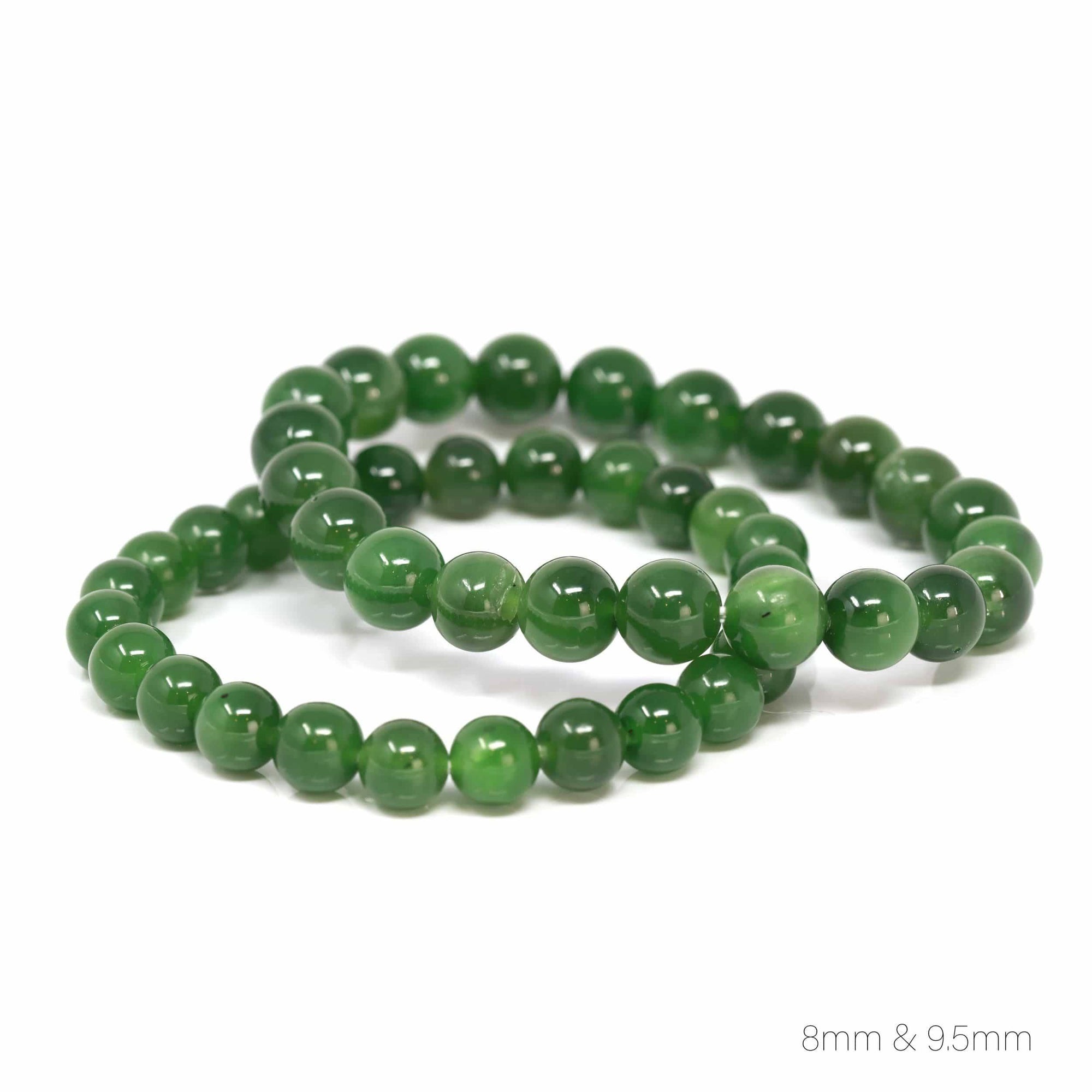 Baikalla Jewelry jade beads bracelet Baikalla Genuine Green Nephrite Jade Round Beads Bracelet Bangle ( 8mm & 9.5mm)