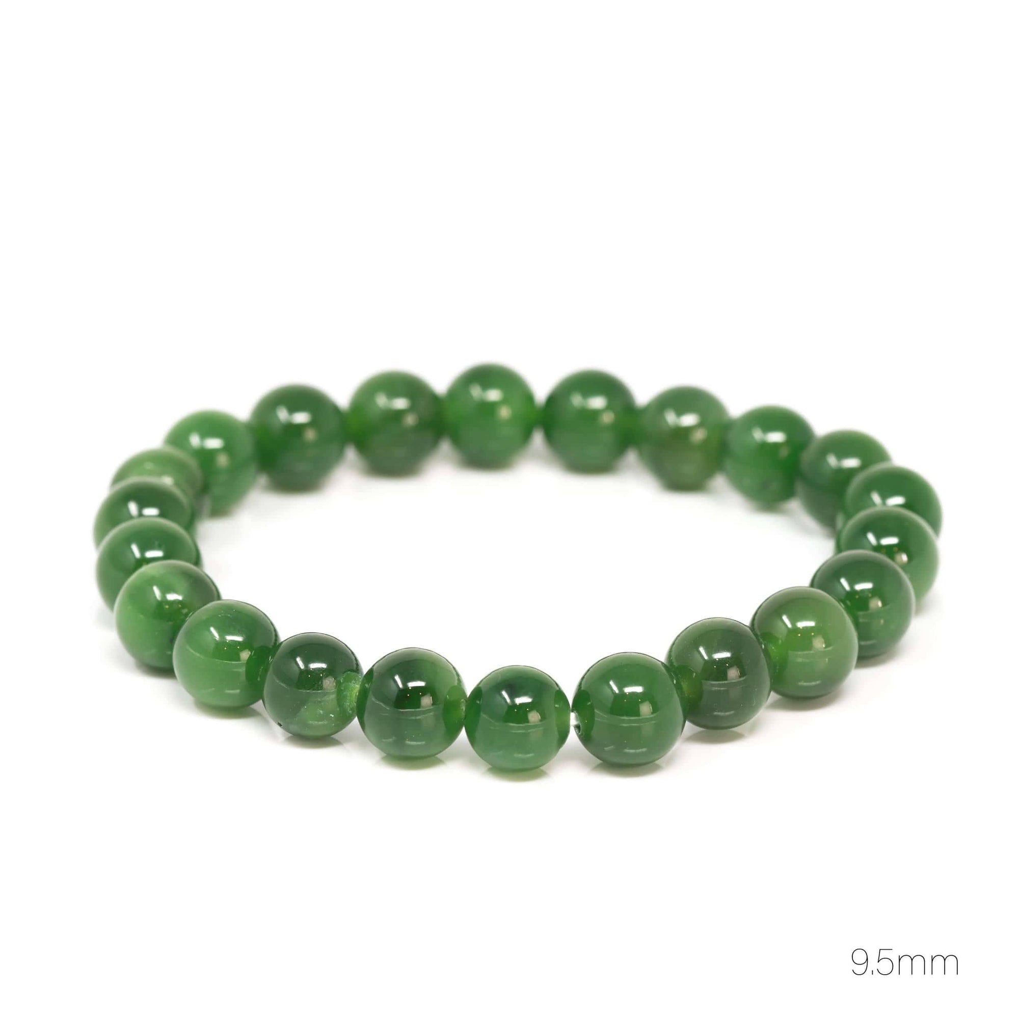 Baikalla Jewelry jade beads bracelet Baikalla Genuine Green Nephrite Jade Round Beads Bracelet Bangle ( 8mm & 9.5mm)