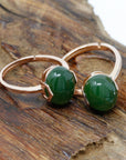 Baikalla Jewelry Silver Jade Ring Baikalla™ "Lucky Jade" Rose Gold Plated Sterling Silver Nephrite Green Jade Ring