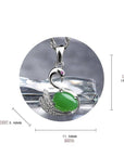 Baikalla Jewelry Jade Pendant Baikalla™ "Love Swan" Genuine Nephrite Green Jade Swan Pendant Necklace with Tourmaline & CZ