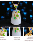 Baikalla Jewelry Jade Pendant Genuine Nephrite White & Green Jade Pendant Necklace & SS Accents