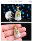 Baikalla Jewelry Jade Pendant Genuine Nephrite White & Green Jade Pendant Necklace & SS Accents