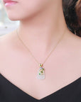 Baikalla Jewelry Jade Pendant Genuine Nephrite White & Green Jade Pendant Necklace & SS Accents