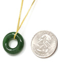 Baikalla Jewelry Jade Pendant Necklace Genuine HeTian Nephrite Green Jade Lucky KouKou Circle Pendant Necklace