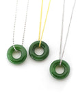 Baikalla Jewelry Jade Pendant Necklace Free S S Bead Chain Genuine HeTian Nephrite Green Jade Lucky KouKou Circle Pendant Necklace