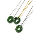 Baikalla Jewelry Jade Pendant Necklace Genuine HeTian Nephrite Green Jade Lucky KouKou Circle Pendant Necklace