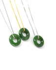 Baikalla Jewelry Jade Pendant Necklace Genuine HeTian Nephrite Green Jade Lucky KouKou Circle Pendant Necklace