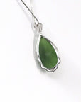 Baikalla Jewelry Jade Pendant Necklace Baikalla™ "Classic Tear-Drop" Sterling Silver Real Green Jade Classic Tear Drop Pendant Necklace