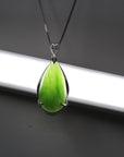 Baikalla Jewelry Jade Pendant Necklace Baikalla™ "Classic Tear-Drop" Sterling Silver Real Green Jade Classic Tear Drop Pendant Necklace