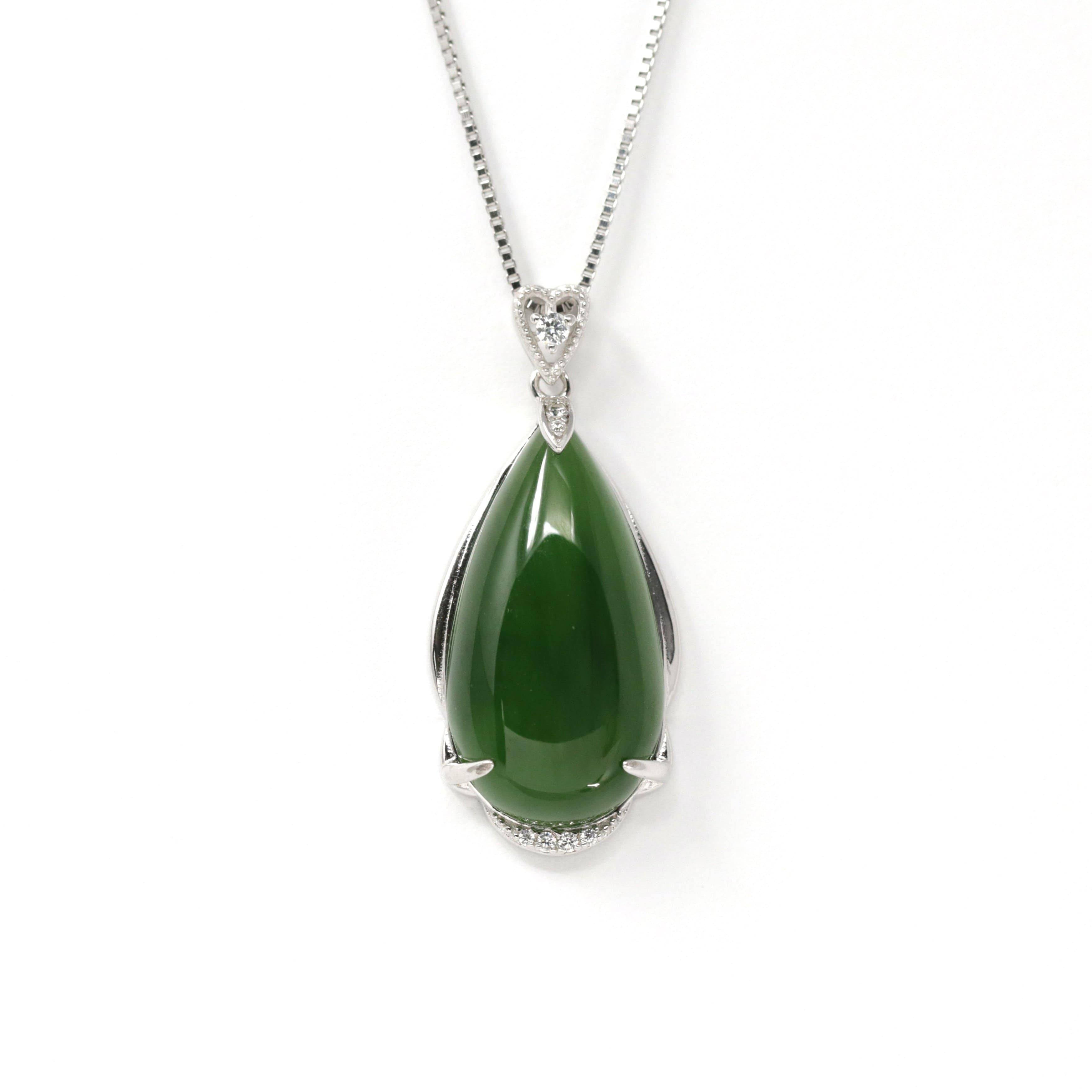 Authentic A selling Green Jade Silver Pendant