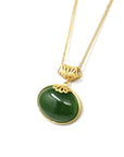 Baikalla Jewelry Jade Pendant Necklace Baikalla™ "Lucky Oval Jade" Sterling Silver Nephrite Green Jade Classic Pendant Necklace