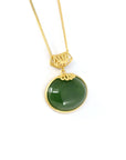 Baikalla Jewelry Jade Pendant Necklace Baikalla™ "Lucky Oval Jade" Sterling Silver Nephrite Green Jade Classic Pendant Necklace