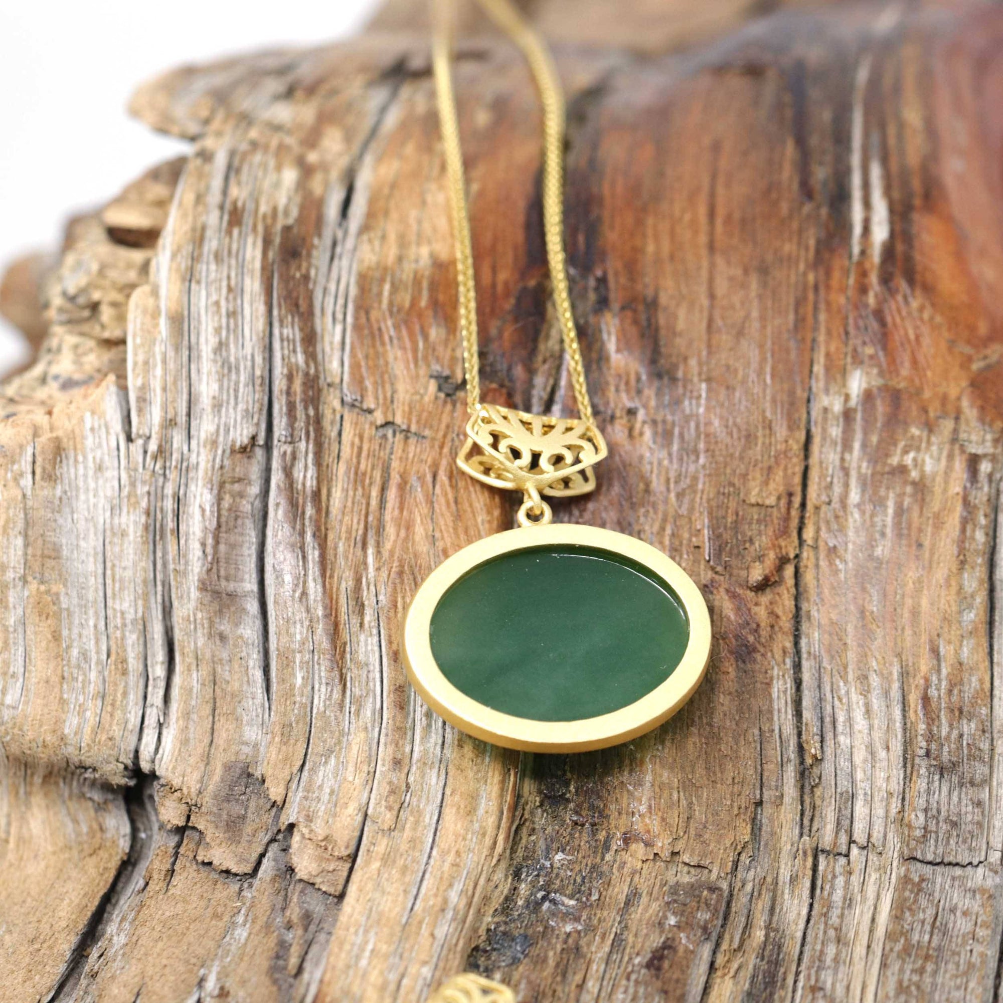 Baikalla Jewelry Jade Pendant Necklace Baikalla™ "Lucky Oval Jade" Sterling Silver Nephrite Green Jade Classic Pendant Necklace